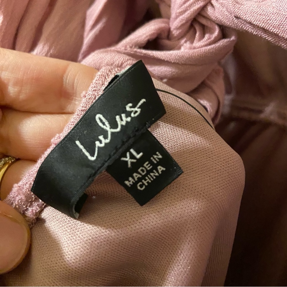 NWT Lulu’s All About Bliss Swiss Dot Tiered Halter Mini Dress Mauve XL - Picture 15 of 16